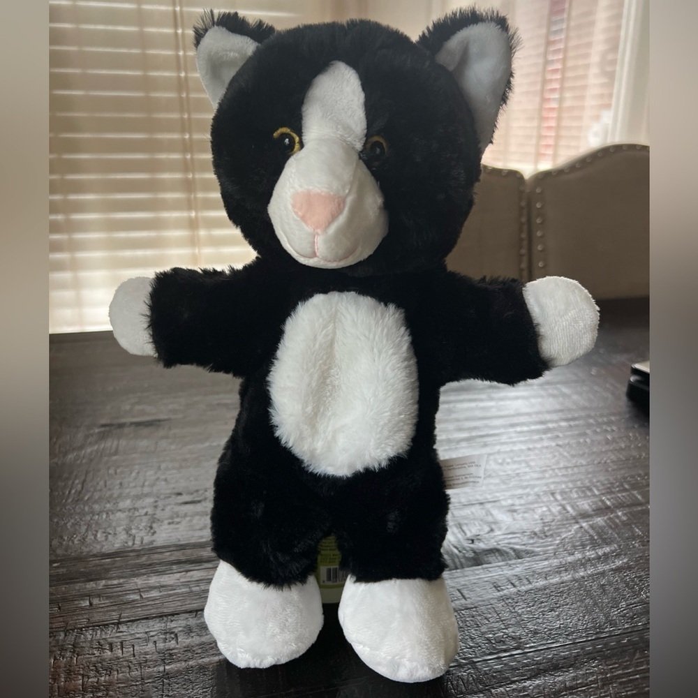The Puppet Company Cat Black White Pretend Play Plush Hand Puppet